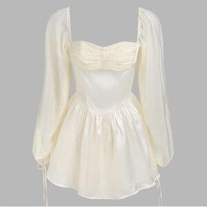 Elegant Cream Puff Sleeve Dress